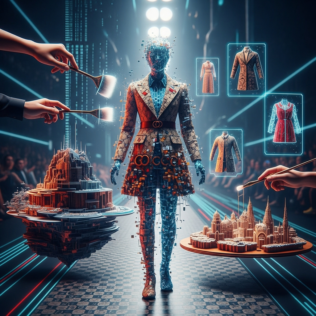 Illustration of Gucci criticised over AI-generated images before major fashion show