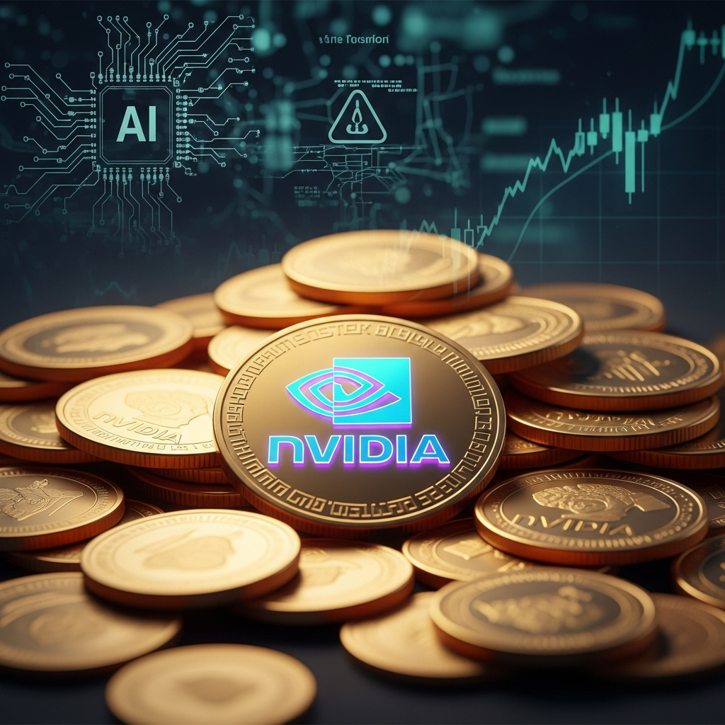 Illustration of Nvidia reports record $215bn revenue despite AI concerns