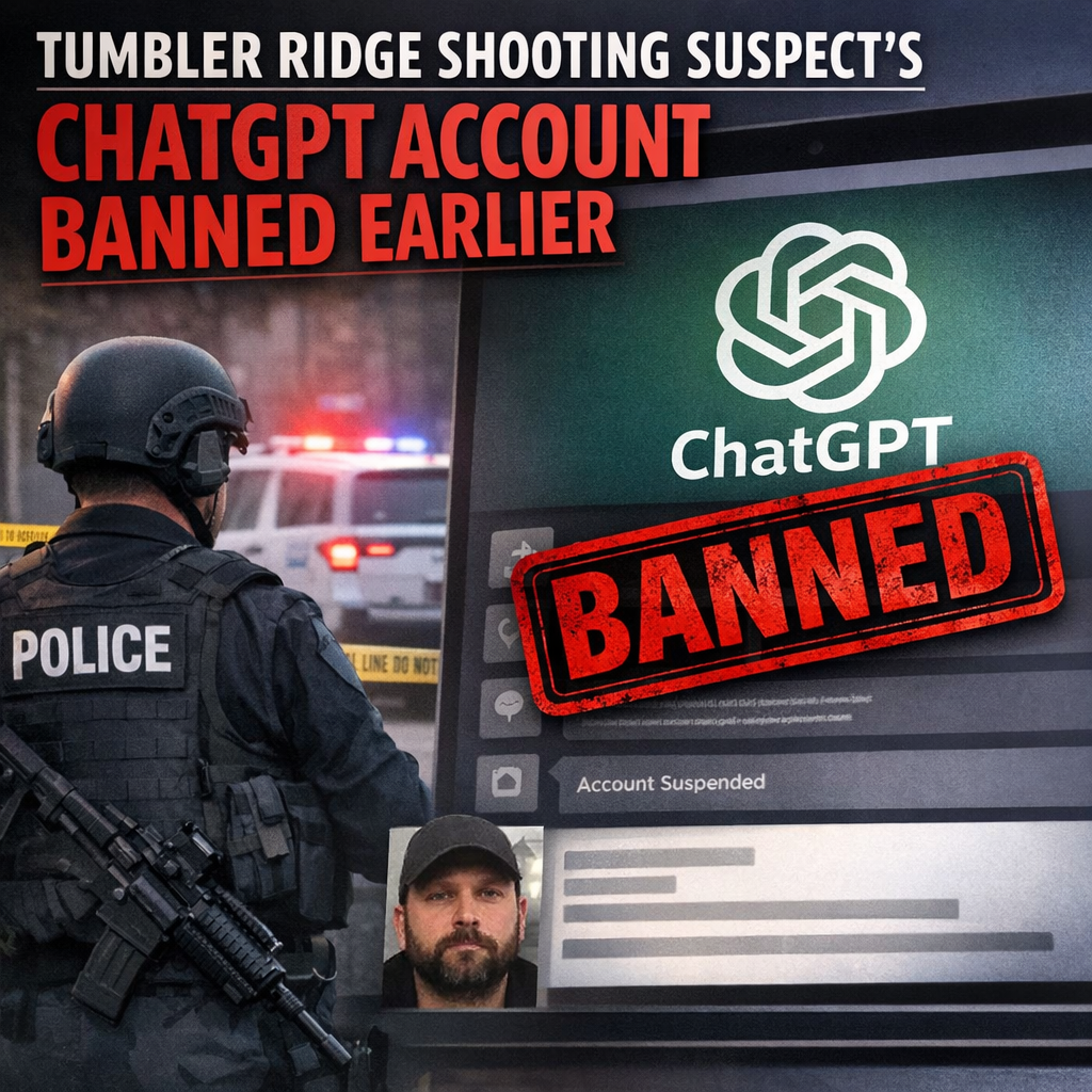 Illustration of Tumbler Ridge shooting suspect's ChatGPT account banned earlier