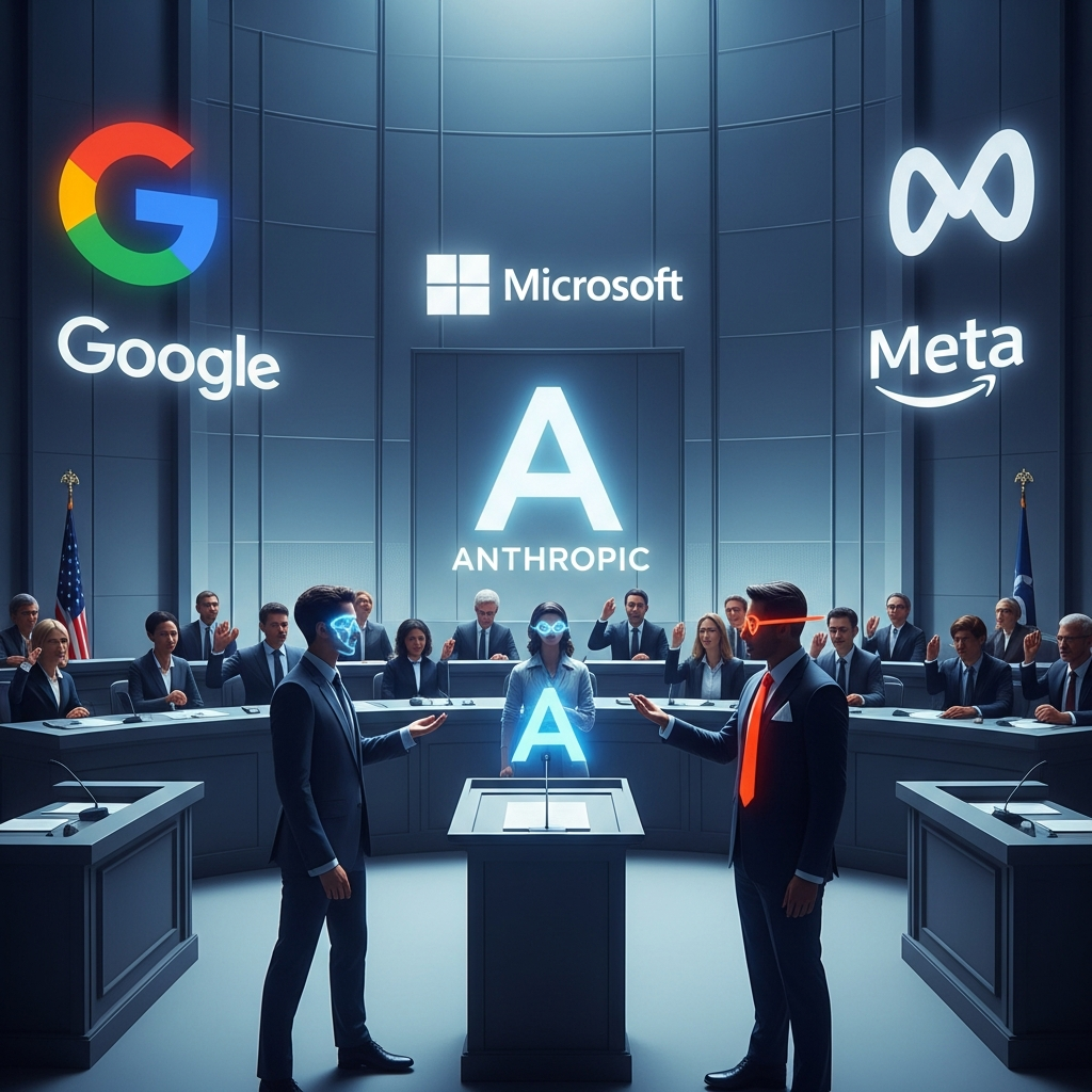 Illustration of Big Tech supports Anthropic in dispute with Trump administration