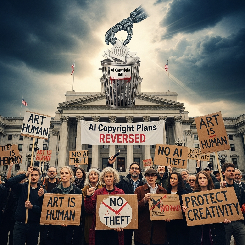 Government reverses AI copyright plans after artists protest