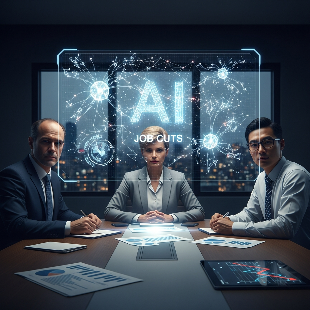 Illustration of Tech CEOs cite AI as reason for job cuts