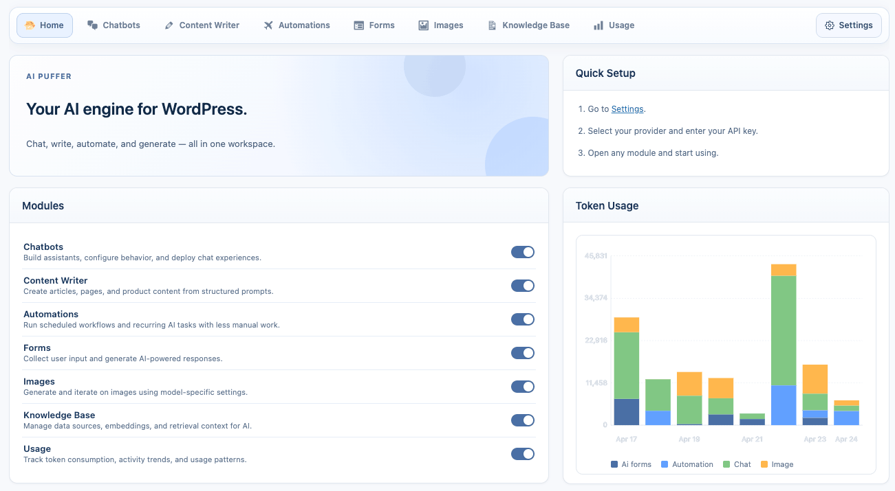 AI Puffer workspace preview